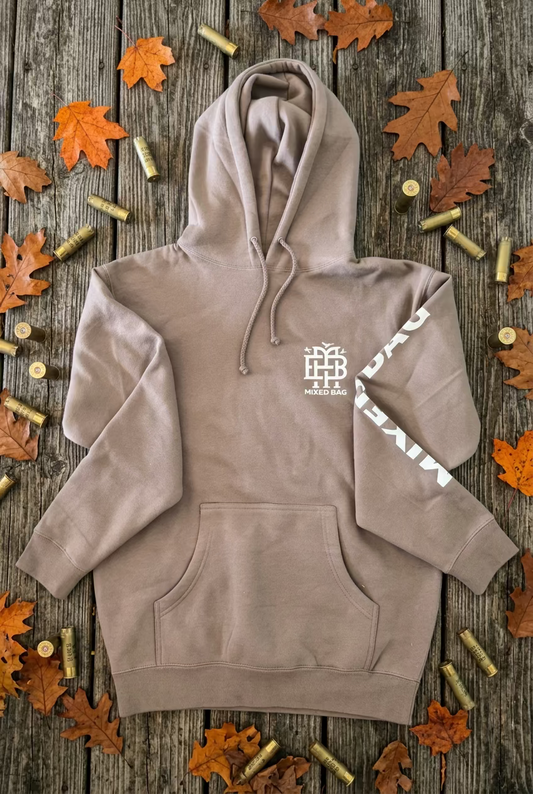 "Mixed Bag" Logo Hooded Sweatshirt- Grey
