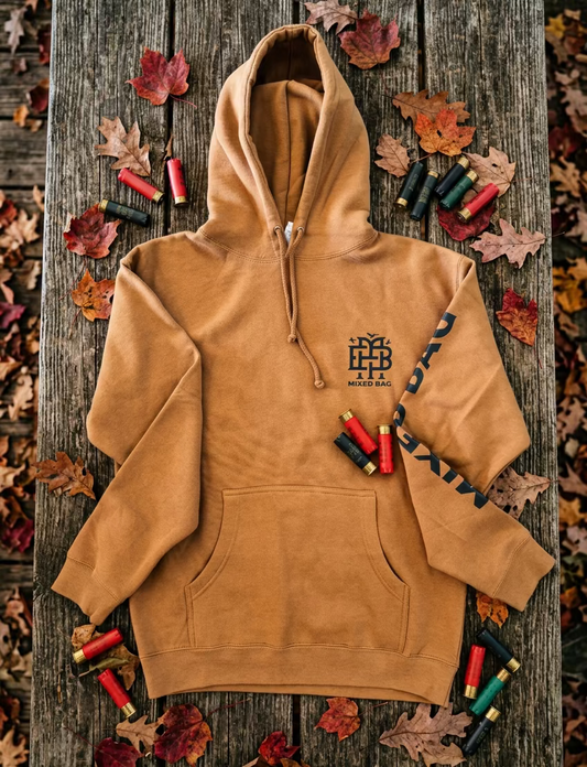 "Mixed bag" Logo Hooded Sweatshirt- Tan
