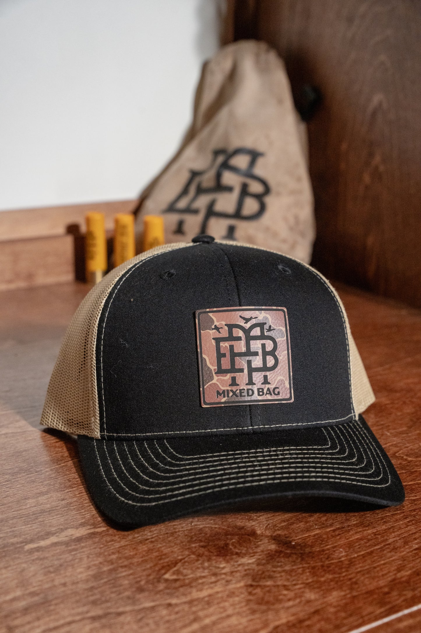 Black/Vegas Gold Duck Bark Camo Patch hat
