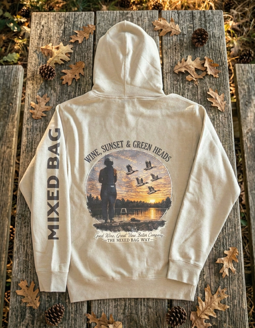 Wine, Sunset & Green Heads Hoodie