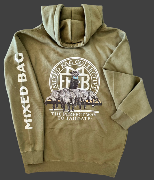 "The Perfect way to tailgate" Hooded Sweatshirt- Army Green