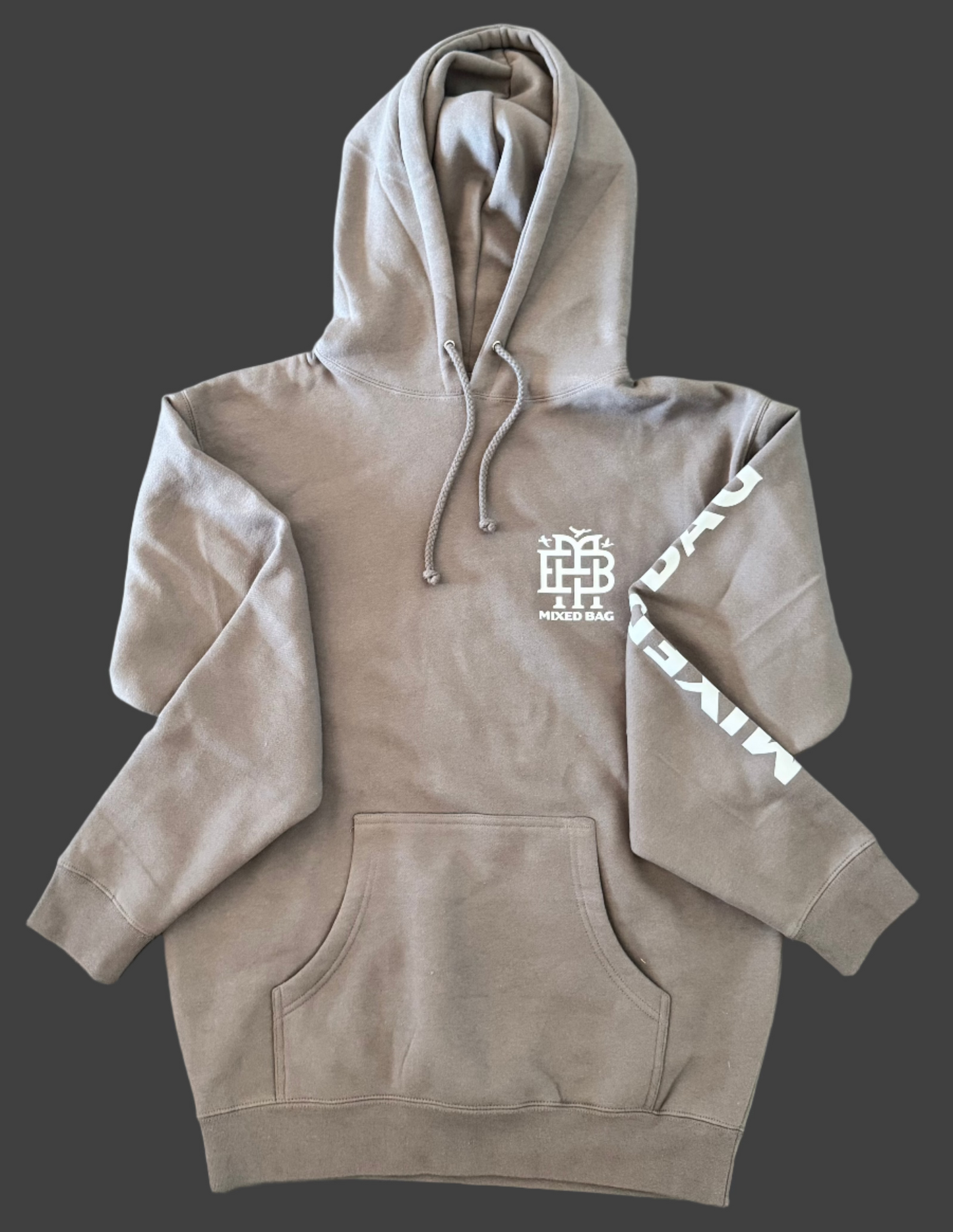 "Mixed Bag" Logo Hooded Sweatshirt- Grey