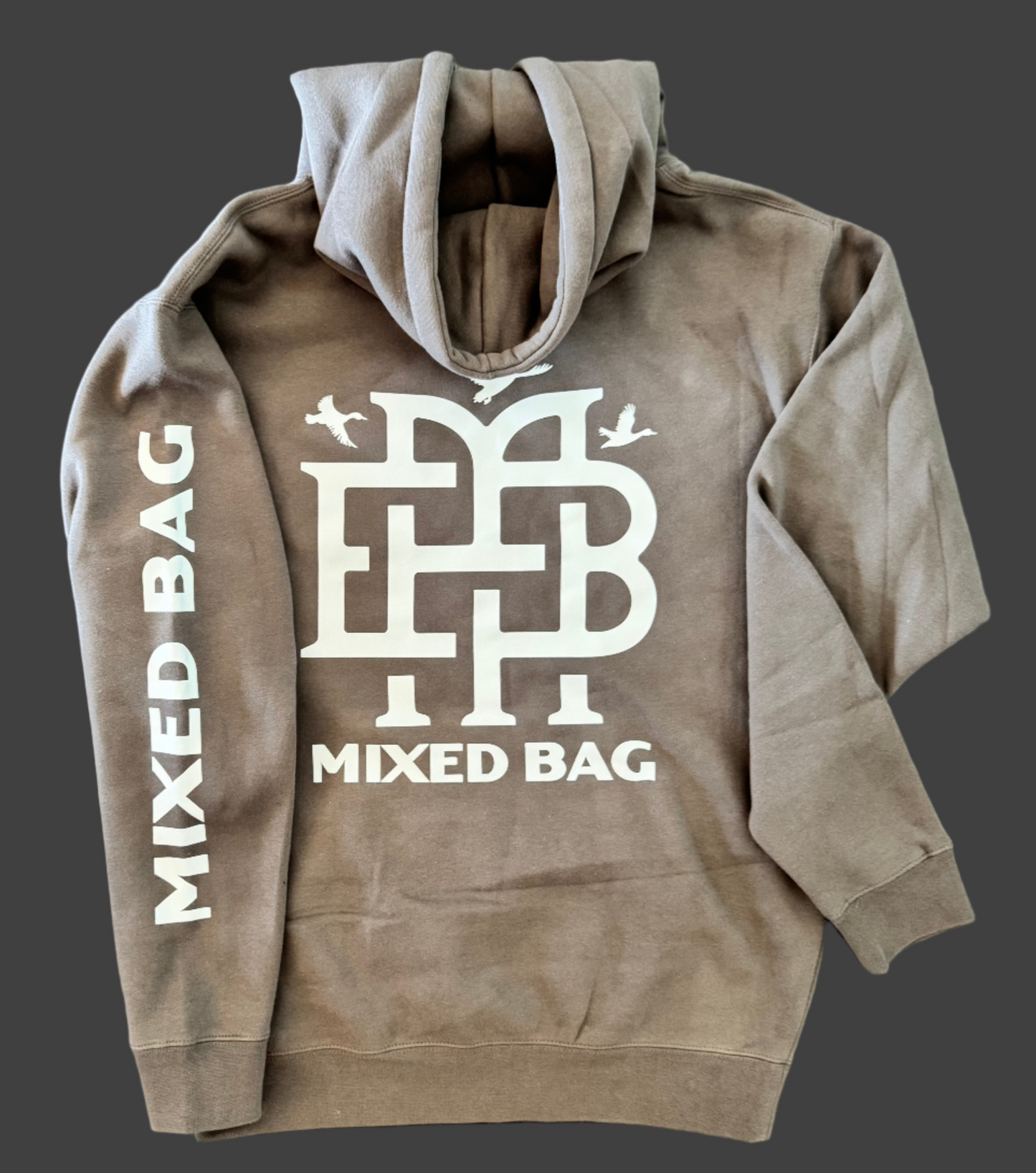 "Mixed Bag" Logo Hooded Sweatshirt- Grey