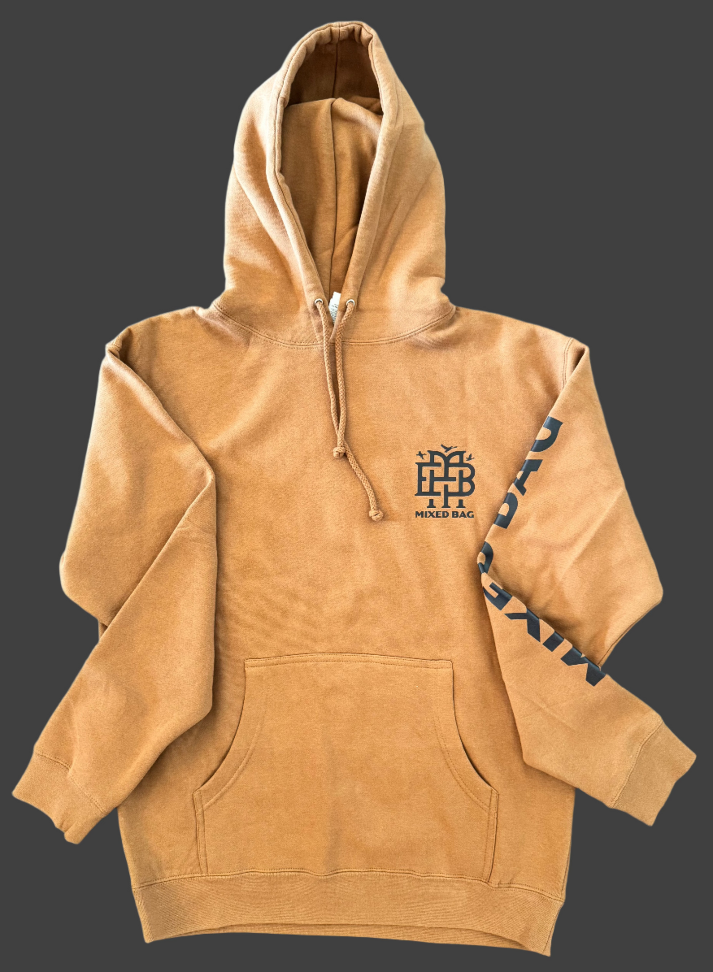 "Mixed bag" Logo Hooded Sweatshirt- Tan