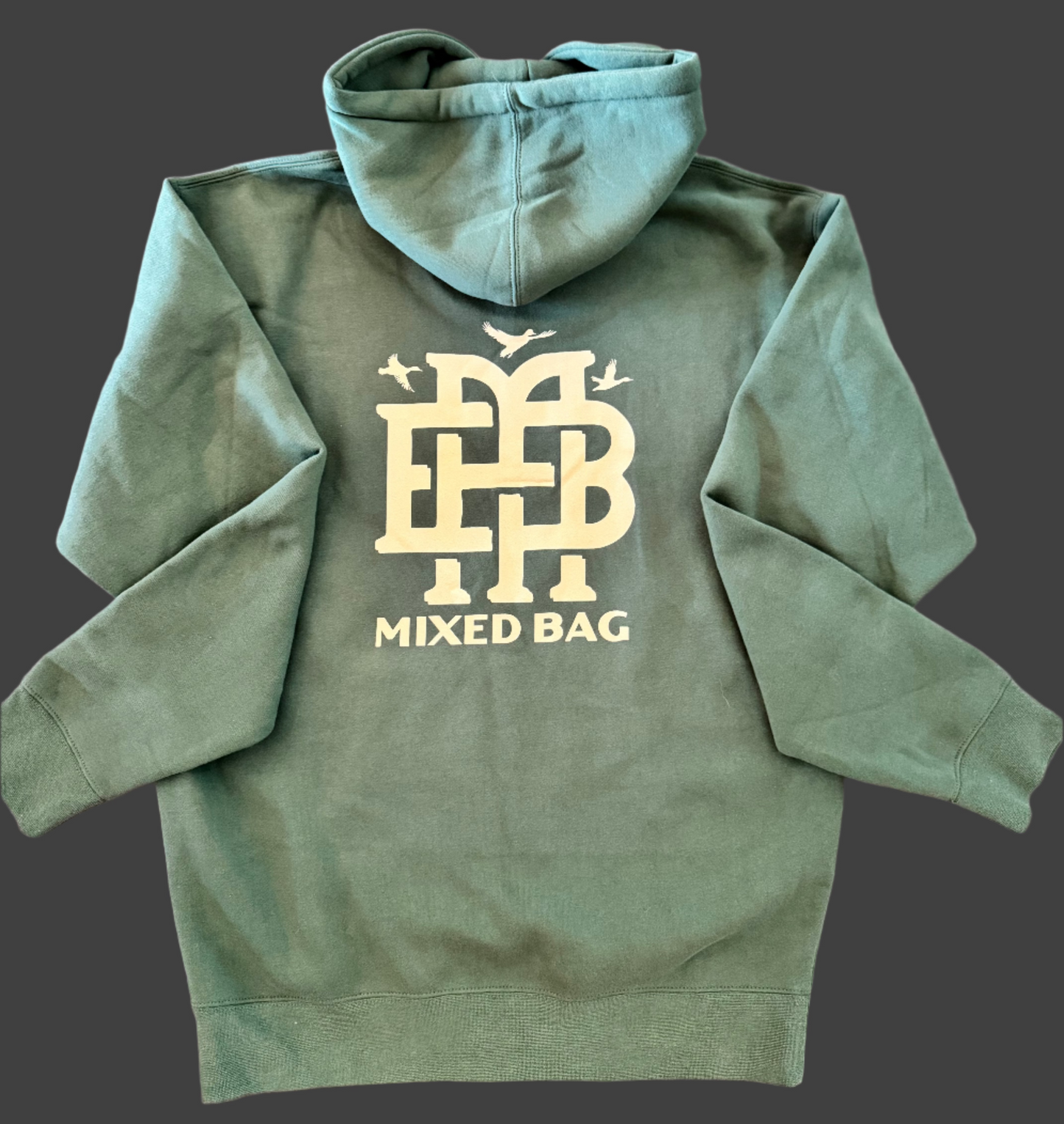 "Mixed Bag" Logo Hooded Sweatshirt- Forest Green