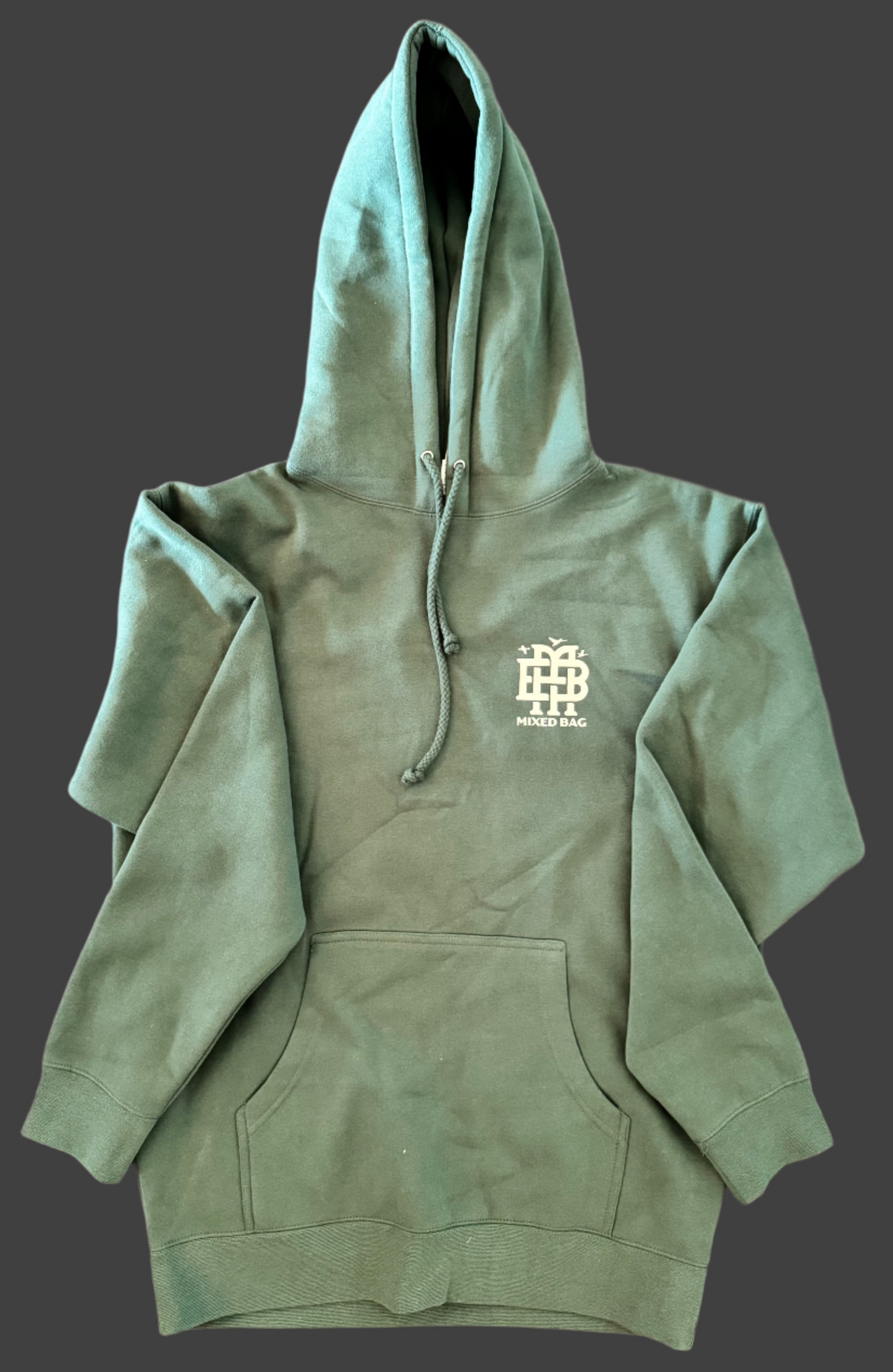 "Mixed Bag" Logo Hooded Sweatshirt- Forest Green