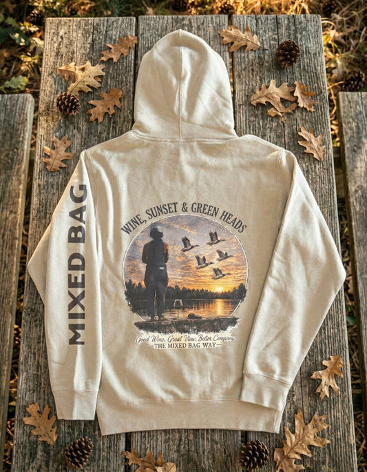 Wine, Sunset & Green Heads Hoodie